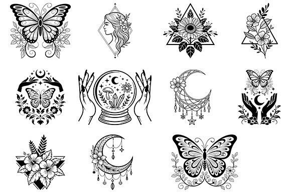 Boho Svg,Floral Moon Bundle