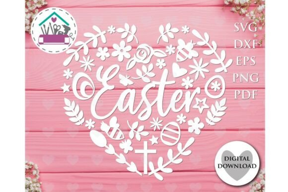 Easter Cross Floral Heart SVG Christian