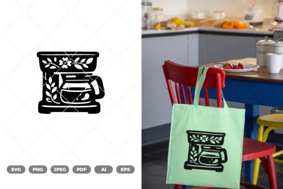 Floral Coffeemaker SVG Clipart Review