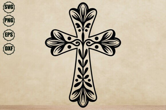 Floral Cross Svg, Decorative Cross Svg