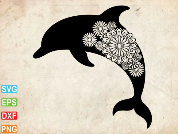 Floral Dolphin SVG for Cricut