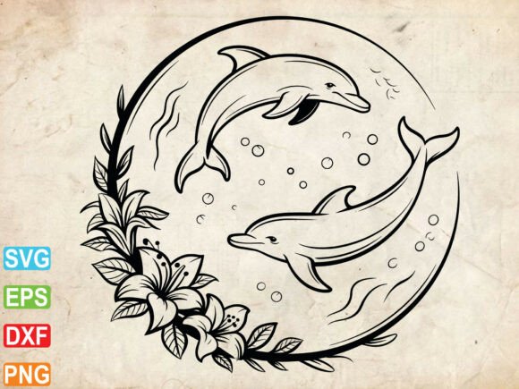 Floral Dolphin SVG for Cricut, Sea
