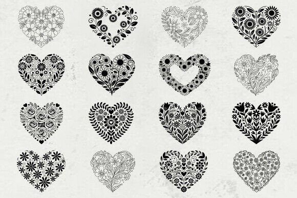 Floral Heart SVG, Heart Wreath Svg Bundle