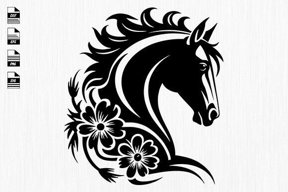 Floral Horse Svg, Animal Silhouette