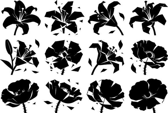 Floral Silhouette SVG Bundle Lily Poppy