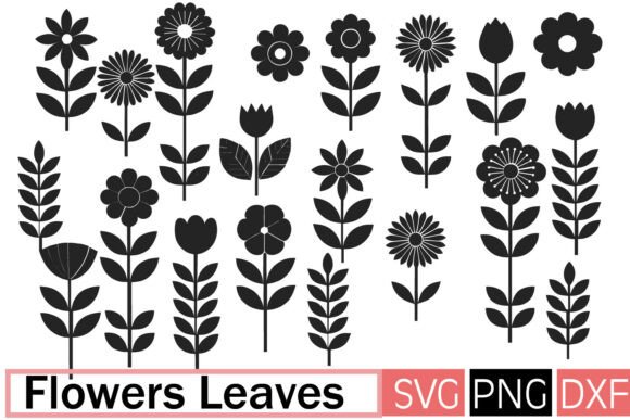 Floral Silhouette SVG Leaf Bundle