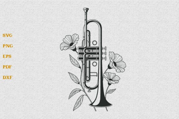 Floral Trumpet SVG Music Instrument SVG