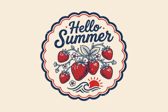 Hello Summer Strawberry SVG Floral Fruit