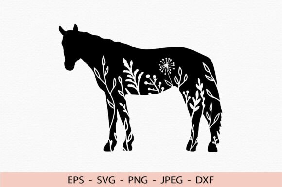 Horse SVG Floral Dxf Cricut Cut File PNG