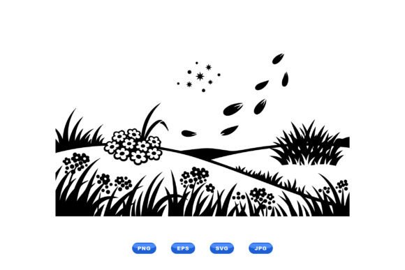 Meadow Floral Silhouette SVG