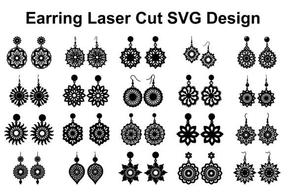 Ornate Floral Earrings SVG Set
