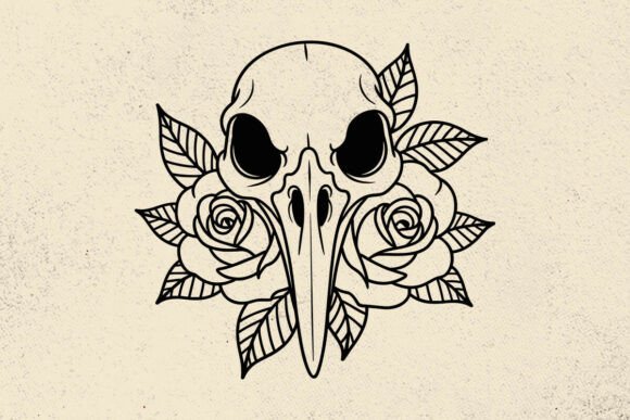 Raven Skull SVG, Floral Skull SVG