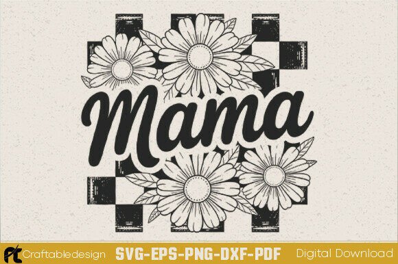 Retro Mama Floral Checkers SVG
