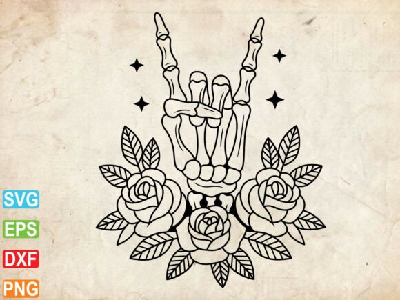 Skeleton Rock Svg, Floral Skeleton Hands