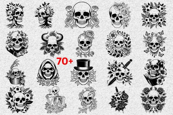 Skull Svg Bundle, Floral Skull Svg