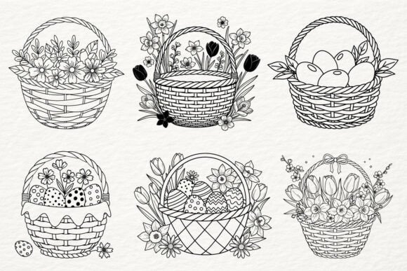 Spring Easter Basket SVG Floral Egg Set