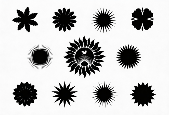 Sunburst Floral Black SVG Icons