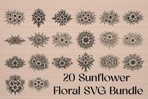 Sunflower Floral Frame SVG Bundle
