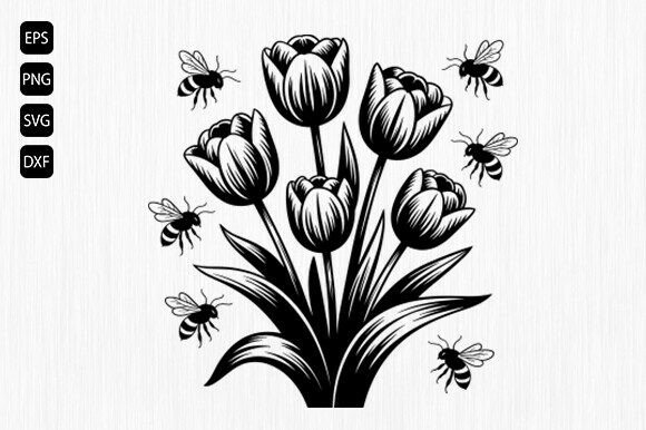Tulip Flower SVG, Floral Heart Svg