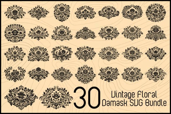 Vintage Floral Damask SVG Bundle